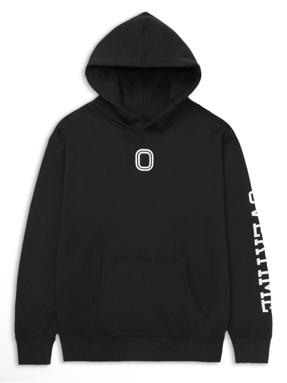 Kids Black Pullover Hoodie with White 'O' Chest Detail